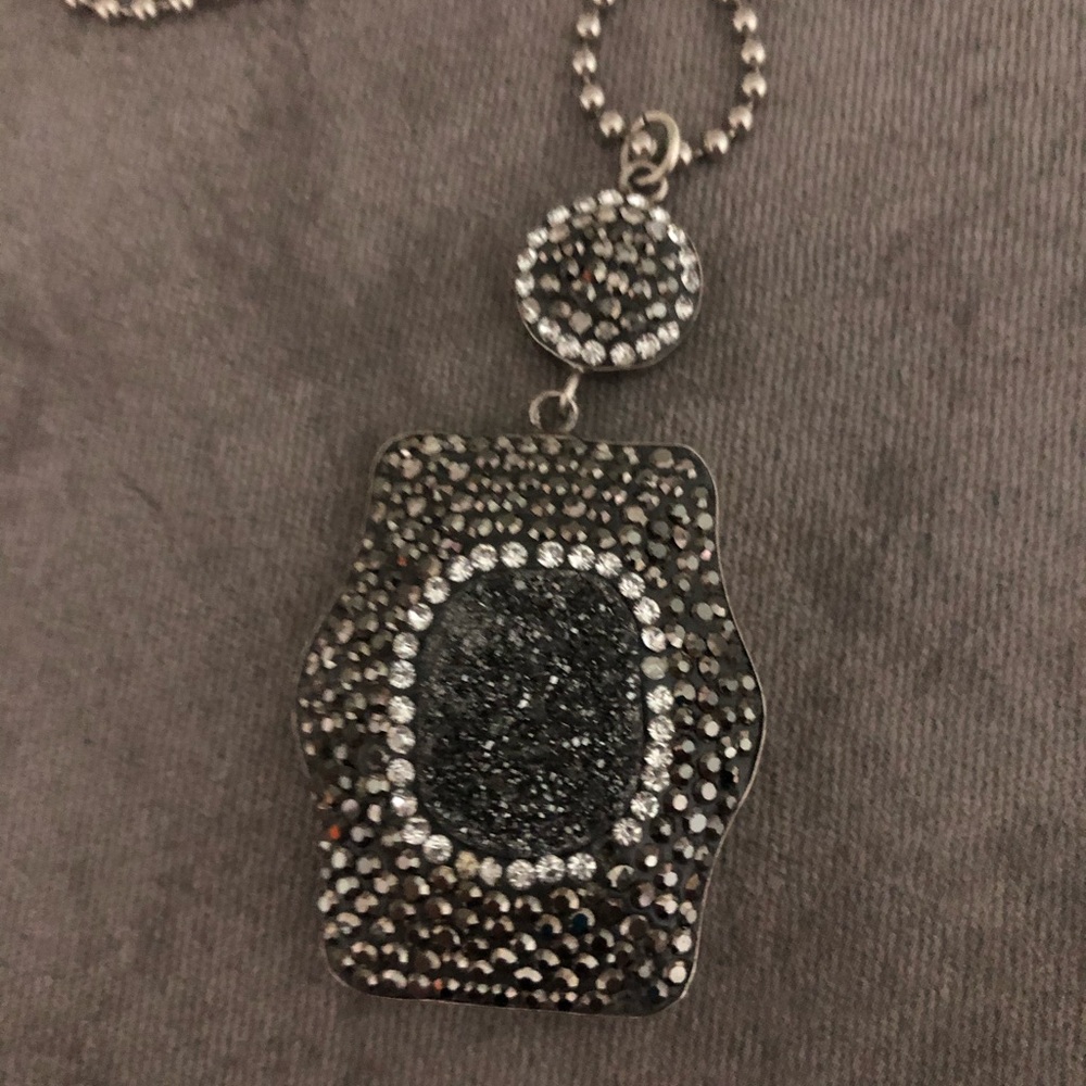 Black and silver long necklace